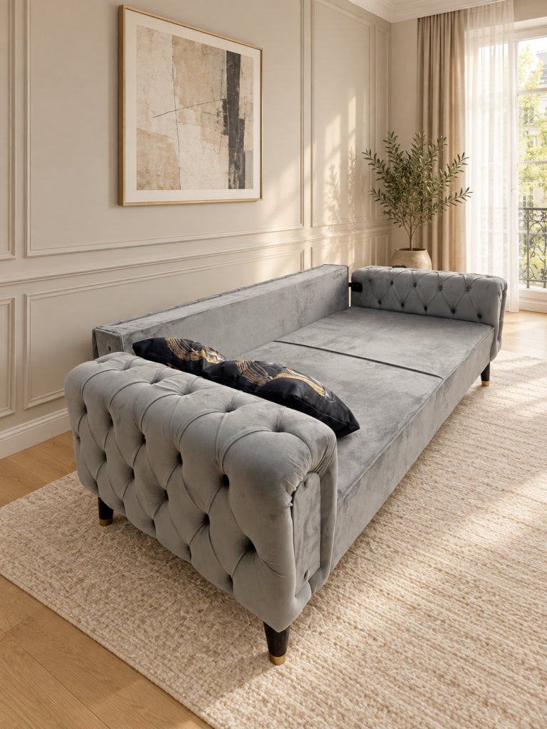 Canapea Rabatabila Premium - Gri Chesterfield — cadrul 2
