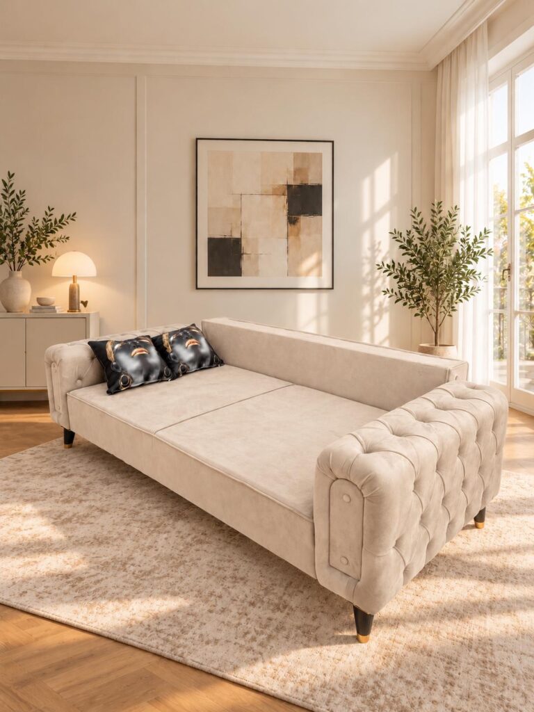 Canapea Rabatabila Premium - Crem Chesterfield — cadrul 5