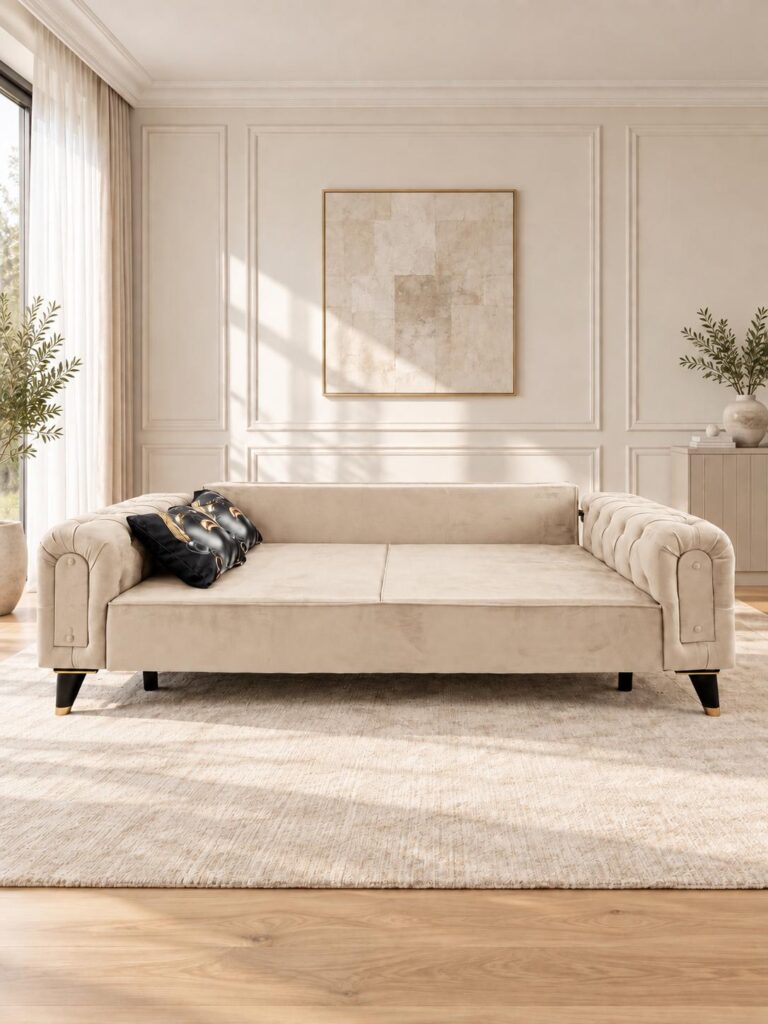 Canapea Rabatabila Premium - Crem Chesterfield — cadrul 2